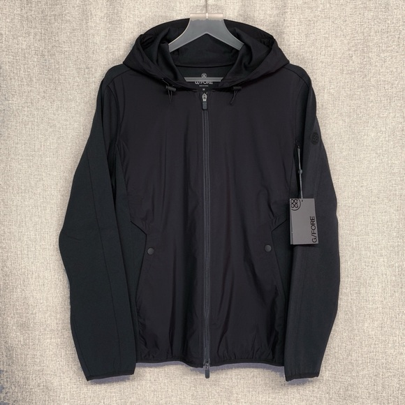 G/FORE Wind Control Double Knit Pique Hooded Jacket MEDIUM Black NWT - Picture 1 of 10